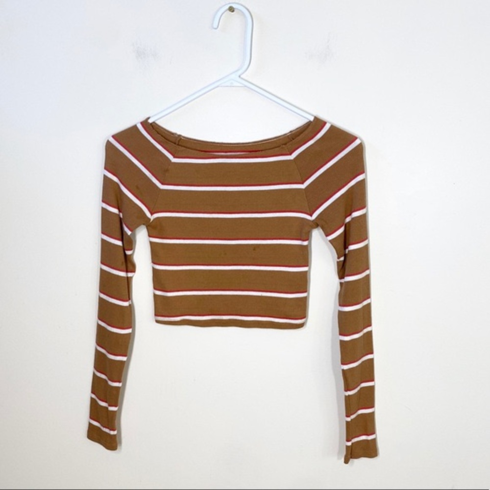 Off the Shoulder Striped Long Sleeve Top